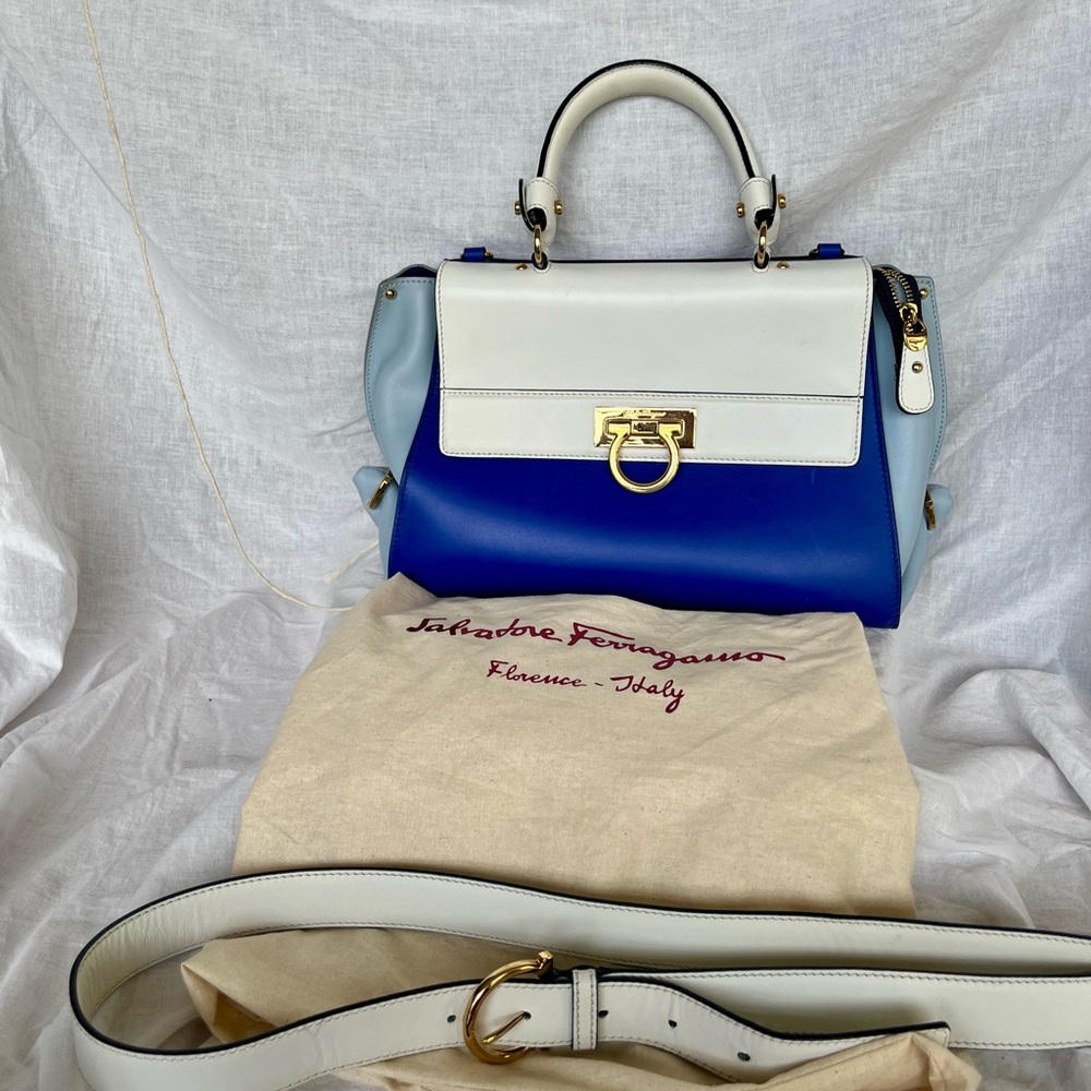 Salvatore Ferragamo Blue and White Women's Bag